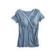 thumbnail image 1 of Juebong Womens Short Sleeve Maternity & Nursing Tops Shirts Plus Size Soft T-Shirt for Breastfeeding Solid Color Round Neck Breast Feeding Pregnant Nursing Blouse Tops T-Shirt, 1 of 5