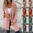 thumbnail image 1 of Juebong Womens Wool Pea Coat Oversized Notched Lapel Knit Long Sleeve Overcoat Single Breasted Winter Casual Trench Coats Khaki,L, 1 of 7