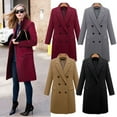 thumbnail image 1 of Juebong Wool Coats for Women 2025 Double Breasted Trench Coat Mid Long Classic Lapel Windproof Peacoat Fall Fashion Jackets Khaki,XXL, 1 of 8