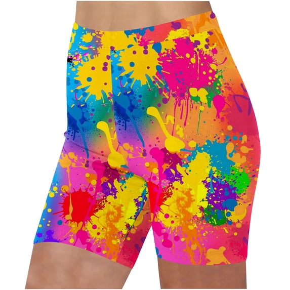 Juebong Yoga Pants Clearance Women's Yoga Running Short Pants Printed Compression Leggings Low Rise Workout Tights Shorts with Pocket