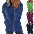 thumbnail image 1 of Juebong Zip Up Hoodie Women Sweatshirt Solid Color Long Sleeve Shirts Drawstring Casual Y2k Tops Loose Soft Fleece Jackets with Pocket Navy,L, 1 of 6