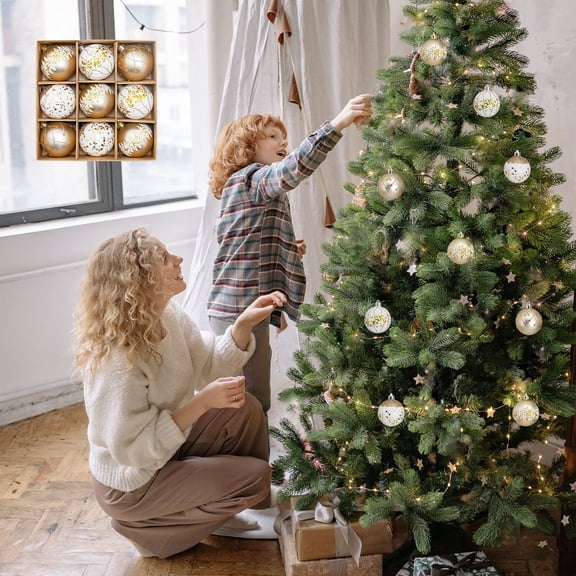 Juego de 9 adornos navideños irrompibles, bolas para árboles de Navidad, bodas, fiestas y mesas.