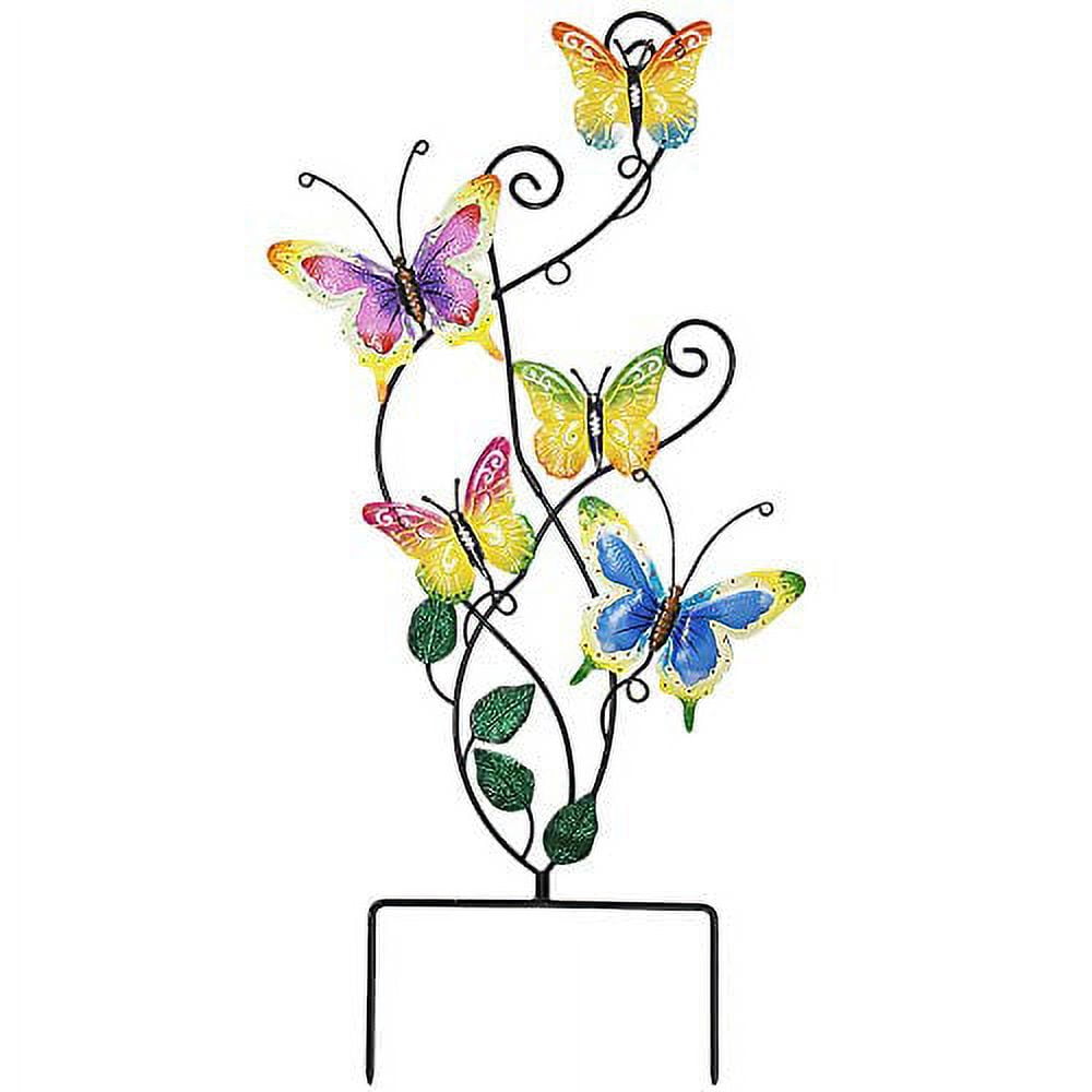 28 Inch Multicolor Metal Butterfly Garden Stake Decor