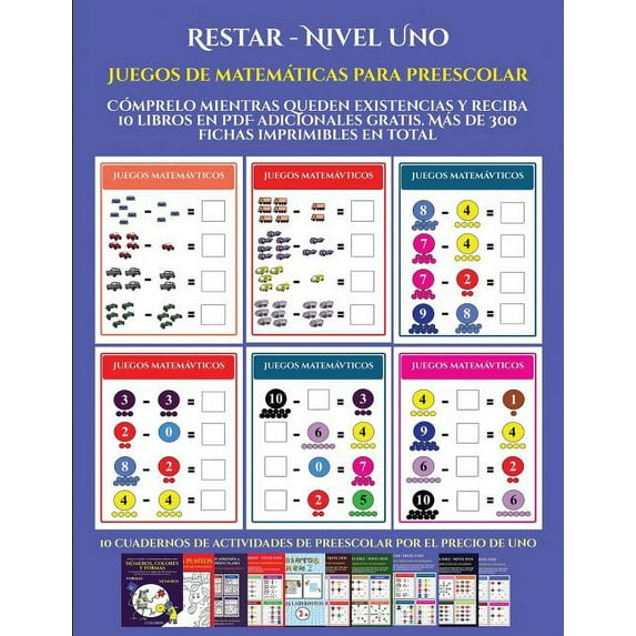 Juegos de matem?ticas para preescolar (Restar - Nivel Uno): C?mprelo mientras queden existencias y reciba 12 libros en P
