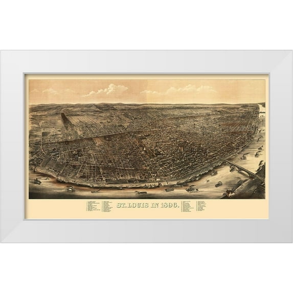 Juehne 32x21 White Modern Wood Framed Museum Art Print Titled - St Louis Missouri - Juehne 1896