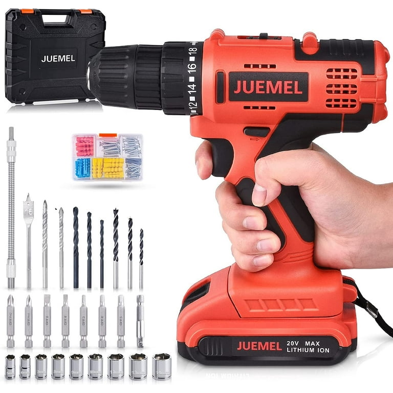 FADAKWALT 20V MAX Cordless Drill Set,Power Drill Kit with Lithium-Ion and  charger, 3/8-Inch Keyless Chuck, 2 Variable Speed 21+1 Torque Setting Power