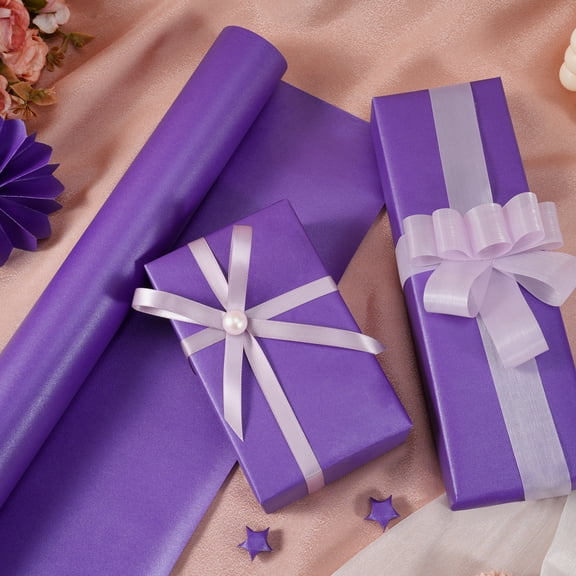 Juertime Purple Matte Wrapping Paper - Solid Color Pearly-Lustre Gift Wrap Paper Perfect for Wedding, Valentine's Day, Birthday, Christmas, Mother's Day - Mini Roll, 17 Inches X 32.8 Feet