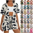 thumbnail image 1 of Juesizh 2 Piece Set for Women Cardigan Tops Shorts Outfit Set Summer Trendy Holiday Solid Color Beach Lounge Set, S-2XL, 1 of 6