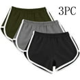 thumbnail image 1 of Juesizh 3PC Yoga Shorts for Women Plus Size Athletic Elastic Waist Casual Short Gym Sports Solid Color Summer Workout Pants, S-3XL, 1 of 7