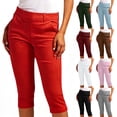 thumbnail image 1 of Juesizh Capri Pants for Women Plus Size Solid Color Casual Pants Fashion Slim Elastic Waist Pockets Capris, S-3XL, 1 of 8