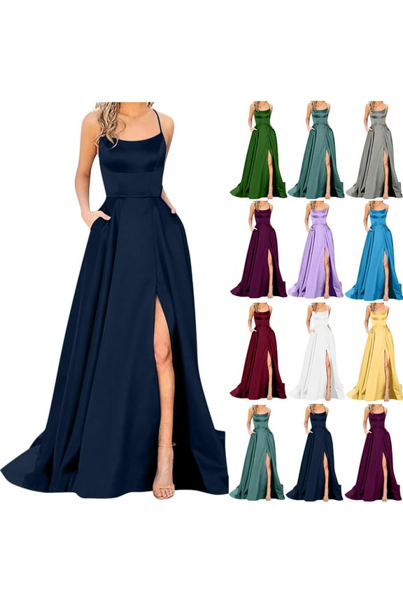 Cocktail Dresses for Women Plus Size Off Back Strap Evening Dresses Elegant Fashion Solid Color Maxi Party Dress, S-3XL
