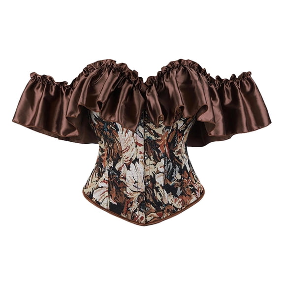 Juesizh Corset Tops for Women Tummy Control Shapewear Trendy Vintage Floral Print Sleeveless Corset