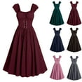 thumbnail image 1 of Juesizh Gothic Dress for Women Medieval Square Collar Sleeveless Dresses Shaping With Straps Solid Color Vintage Dress, S-2XL, 1 of 3