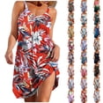 thumbnail image 1 of Juesizh Holiday Dress for Women Hawaiian Print Summer Dress Fashion Cool V-neck Camisole Coverall Mini Dress, S-2XL, 1 of 7