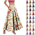 thumbnail image 1 of Juesizh Maxi Skirts for Women Plus Size Floral Print Boho Long Skirt Elegant Casual Pockets High Waist Ruffle Skirts, S-3XL, 1 of 9