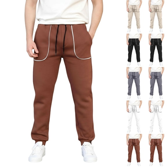 Juesizh Mens Sweatpants Plus Size Stylish Drawstring Waist Pockets Workwear Joggers Athletic Comfy Solid Color Outdoor Sweatpants, S-3XL