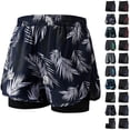 thumbnail image 1 of Juesizh Mens Swim Trunks Plus Size Flat Angle Beach Swim Shorts Fashion Casual Print Elastic Waist Swimming Bathing Suits, 1 of 4