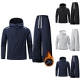 thumbnail image 1 of Juesizh Sweatsuits for Mens Fleece Quarter Button Hoodies Wide Leg Sweatpants Casual Comfy Solid Color Outdoor Jogging Sweatsuit Set, 1 of 3