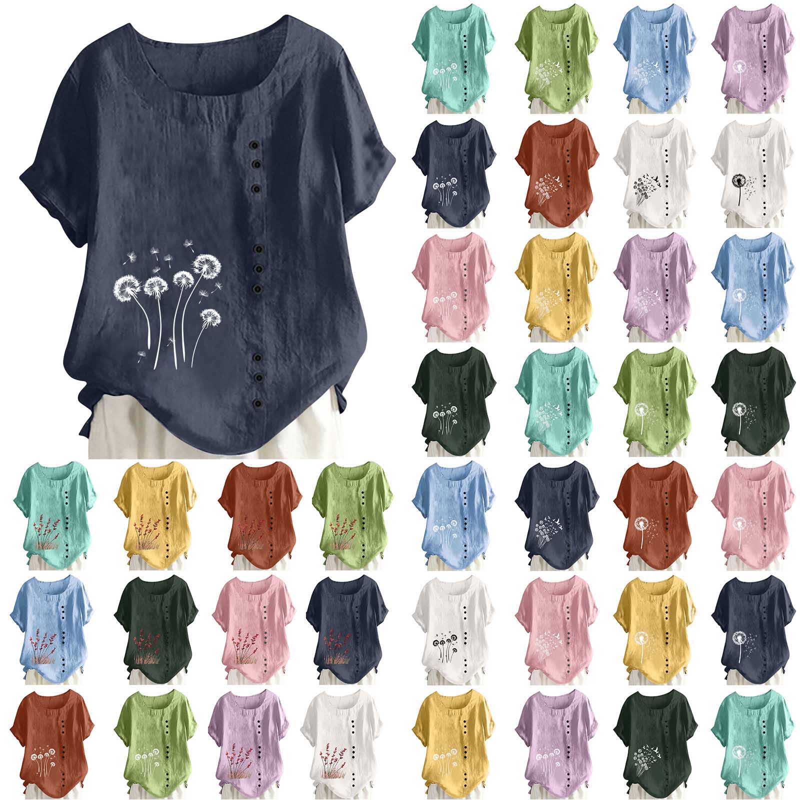 Juesizh T Shirts for Women Crew Neck Short Sleeve Tops Summer Casual ...