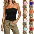 thumbnail image 1 of Juesizh Tube Tops for Women Backless Summer Tops Outdoor Comfy Solid Color Sleeveless Bandeau Tops, S-2XL, 1 of 8