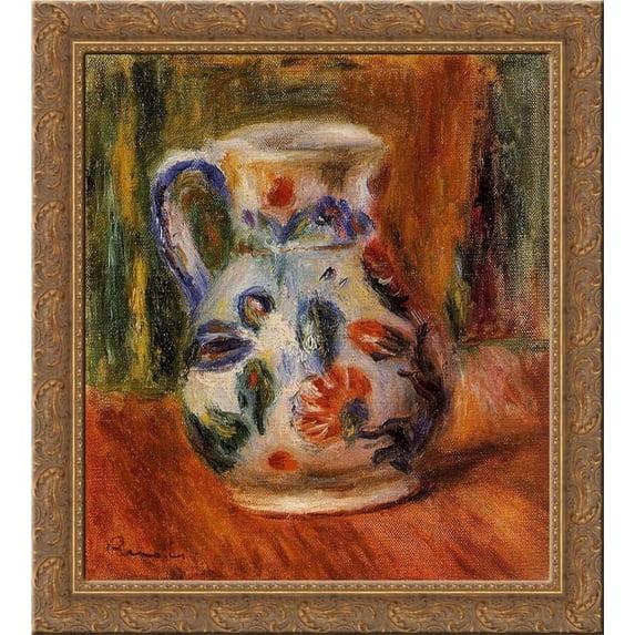 Jug 20x20 Gold Ornate Wood Framed Canvas Art by Renoir, Pierre Auguste