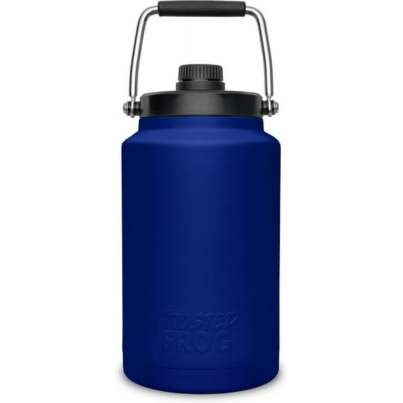 Jug with Handle, One Gallon, Large Double Vacuum Insulated Water Bottle, Stainless Steel Thermos for Hot & Cold Drinks, Sweat Proof, Great for Travel, Hiking & Camping (Blue)