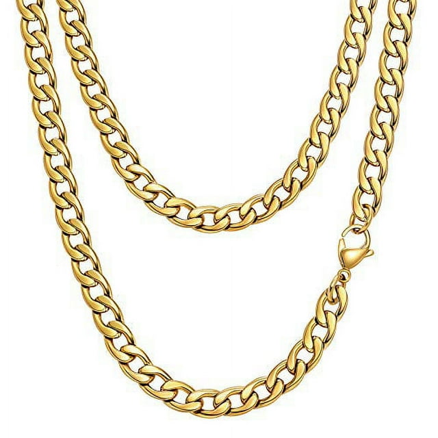 Jugalstar Fake Gold Chain Stainless Steel Necklace for Men Women, 22
