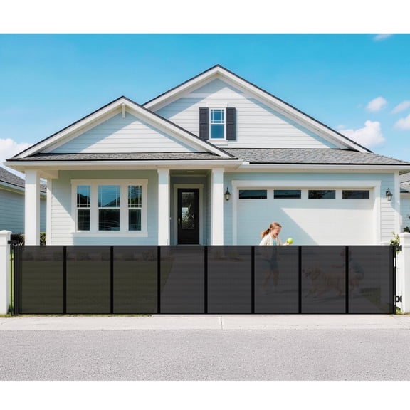Jugbow Retractable Pet Gate, 200" Extra Wide x 42" Tall Dog Gate Outdoor for Decks, Patios, Garages & Driveways, Black