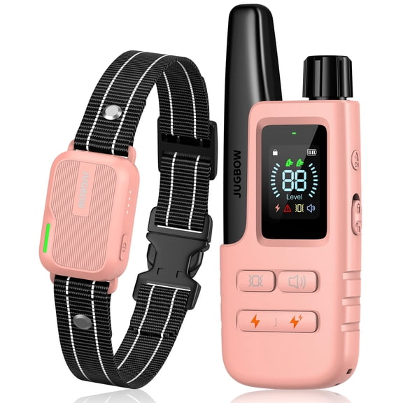 Jugbow Dog Shock Collar - 4200FT Dog Training Collar with Remote Innovative IPX7 Waterproof with 4 Training Modes, Rechargeable E-Collar for All Breeds Pink