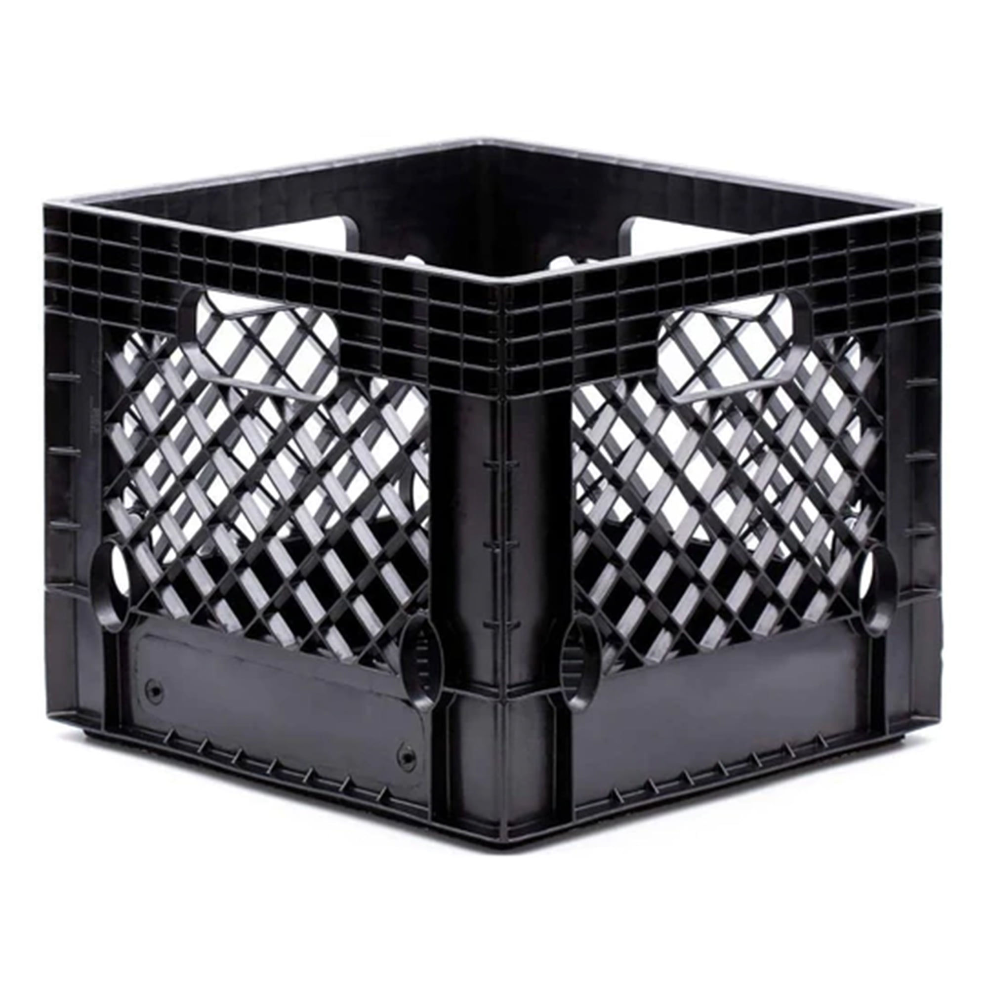Black Stackable Heavy Duty Storage Crate with Handles, 16 Quart