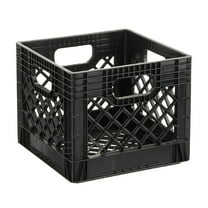 Juggernaut Storage 16QT Heavy-Duty Plastic Milk Crate Black with Built-in Handles