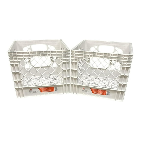 Juggernaut 18 Quart Storage Milk Crates, Plastic Stackable Containers, White, 2 Pack