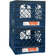 Juggernaut Storage Milk Crate 2pk - 16 Qt, Blue - Multi-Purpose Storage Solution, Stackable Organization, Heavy-Duty Plastic Bins, Built-In Handles