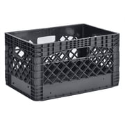 Juggernaut Storage 24 Quart 3 Pack Heavy Duty Plastic Milk Crates Black