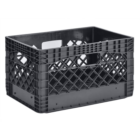 Juggernaut Storage 24 Quart 3 Pack Heavy Duty Plastic Milk Crates Black