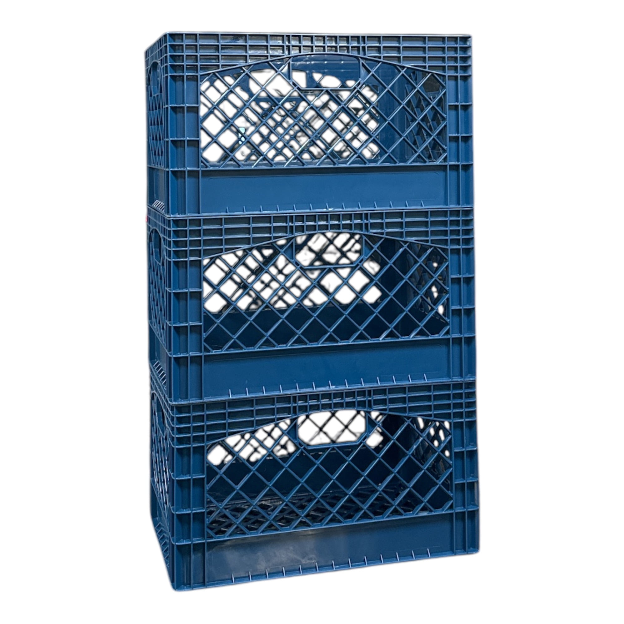 Juggernaut Storage 24QT Plastic Heavy-Duty Milk Crate, Blue 3 Pack