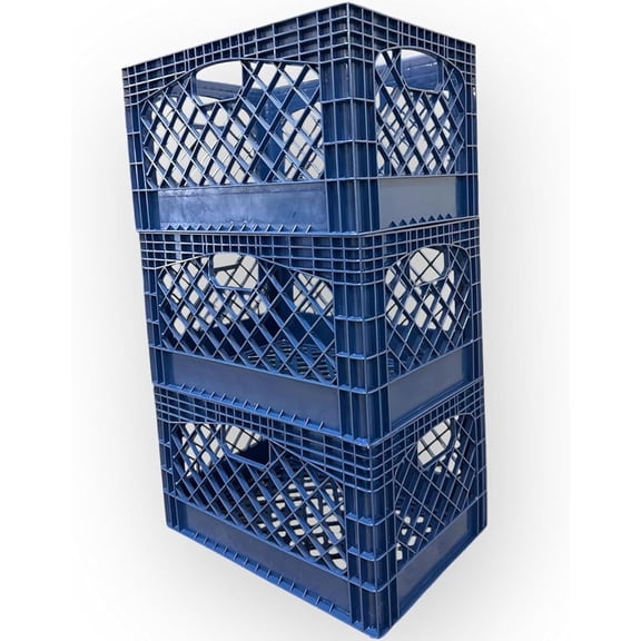 Juggernaut Storage: Milk Crate 3pk - 24 Qt, Blue - Multi-Purpose Storage Solution, Stackable Organization, Heavy-Duty Plastic Bins, Built-In Handles