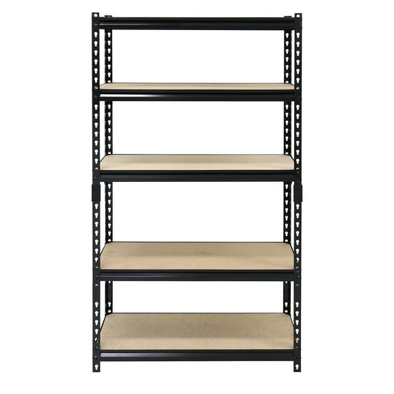Juggernaut Storage 36" x 72" 5 Shelf Steel Utility Shelving Unit, Black