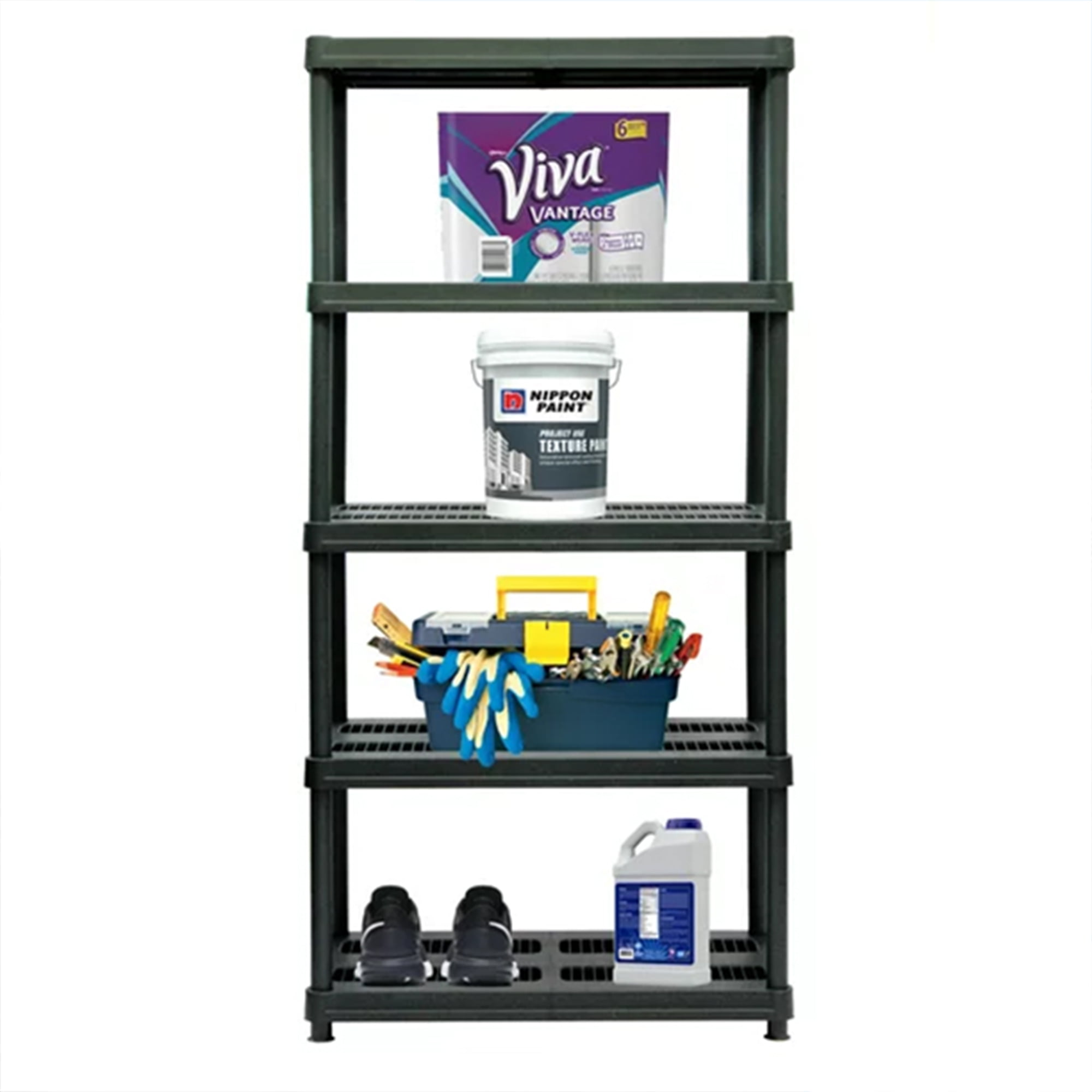 Juggernaut Storage 72 Inch 5 Shelf Plastic Utility Shelving Storage