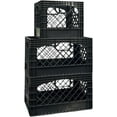 thumbnail image 1 of Juggernaut Storage Heavy-Duty Plastic Milk Crate Bundle 2-24QT 1-16QT Black, 1 of 2