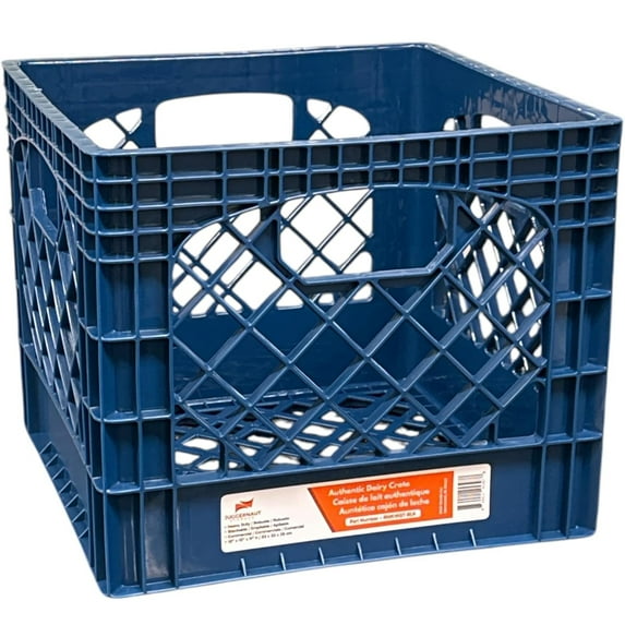 Juggernaut Storage: Milk Crate: 16 Qt - Blue - Multi-Purpose Storage Solution, Stackable Organization, Heavy-Duty Plastic Bin, Built-In Handles