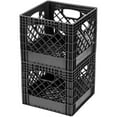 thumbnail image 1 of Juggernaut Storage: Milk Crate 2pk - 16 Qt, Black - Multi-Purpose Storage Solution, Stackable Organization, Heavy-Duty Plastic Bins, Built-In Handles, 1 of 14