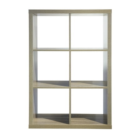 Juggernaut Storage Modern 6-Cube Storage Organizer Shelf, Natural Oak