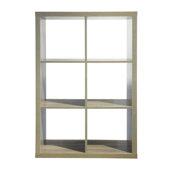Juggernaut Storage Modern 6-Cube Storage Organizer Shelf, Natural Oak