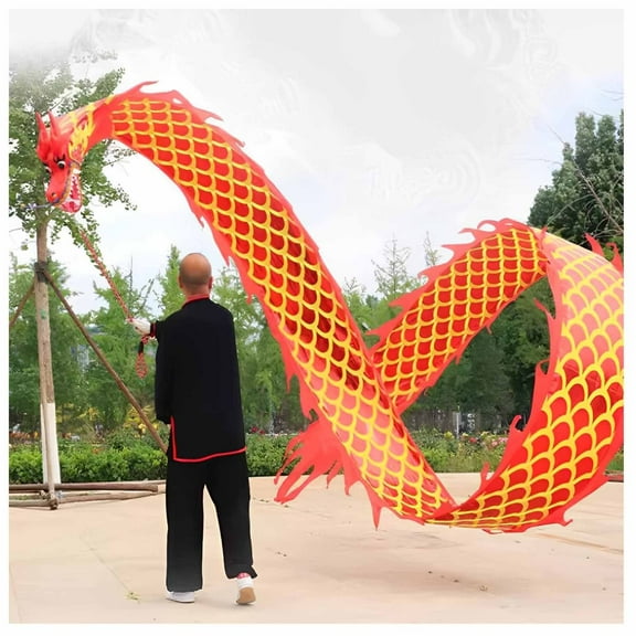 Juggling Cloths,Dragon Dance Ribbon with Head,Slinging Dragon Streamer, Outdoor Juggling, Fitness Dragon Streamer,Washable for the Park/Yard/Beach