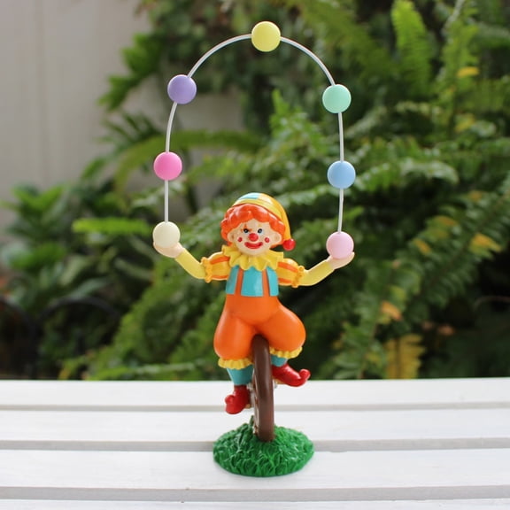 Juggling Clown Sculpture with Colorful Ball Resins Figurine Nonslip Base Home Tabletop Shelf Decors Gift Colorful Resins Acrobatic Clown Statue