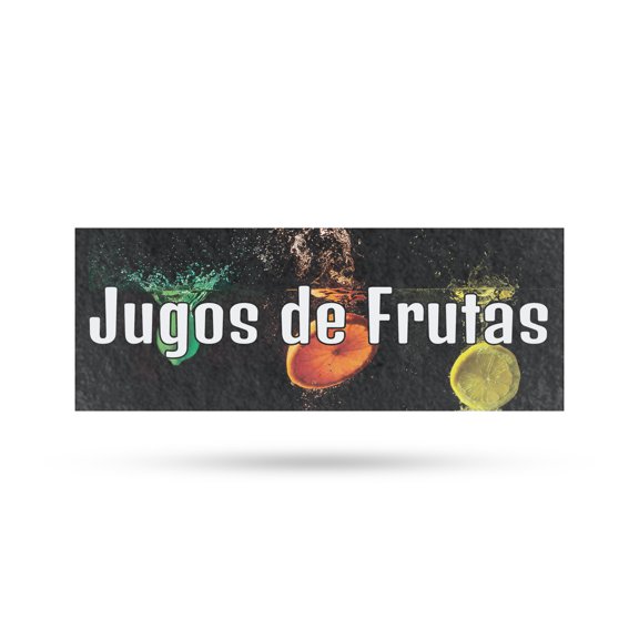 Jugos de Frutas Vinyl Decal 12 Inch x 5 Inch Weatherproof Heavy-Duty Adhesive Backing | Spanish Juice Sign, Fresh Drinks, Food Promotions | Made in USA