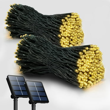Juhefa 2 Pack Solar String Lights,Total 156Ft 440LED Green Wire Fairy Light with 8 Modes for Tree Patio Yard Party Decor,Warm White