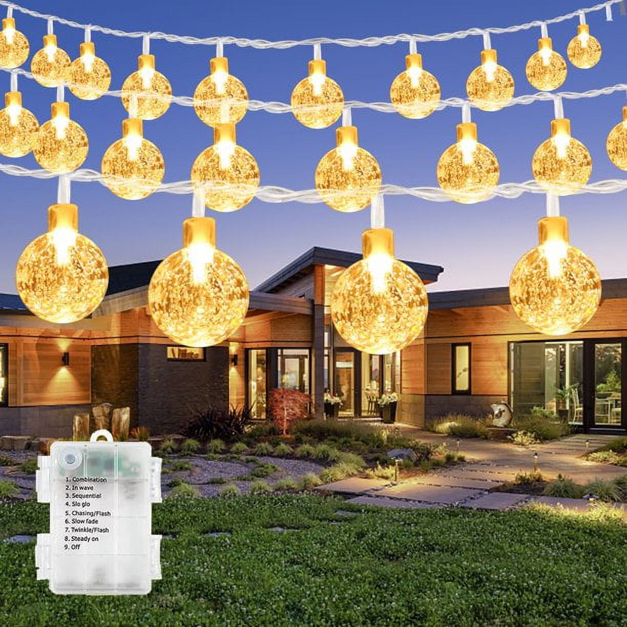 Juhefa 2Pack String Lights Outdoor 40 Led 23 ft Crystal Globe Lights