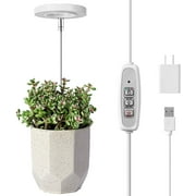 Full Spectrum Plant Grow Light for Indoor Plants, Juhefa Height Adjustable Plant Light with Auto On/Off Timer 4/8/12/18H, 5 Level Dimmable Brightness (White)